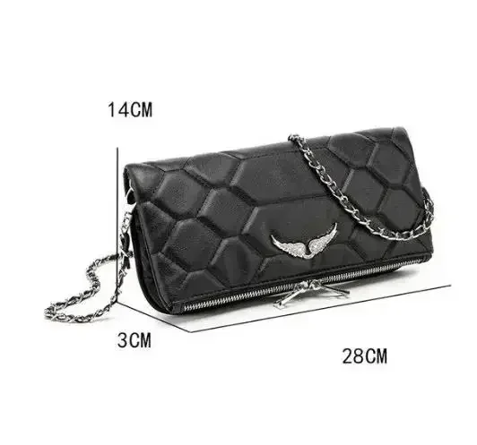 ZADIG&VOLTAIRE Shoulder Bags For Women Crossbody Bag Decoration 2Chains Straps Silver Style 2023 Glossy Python Flap Zipper