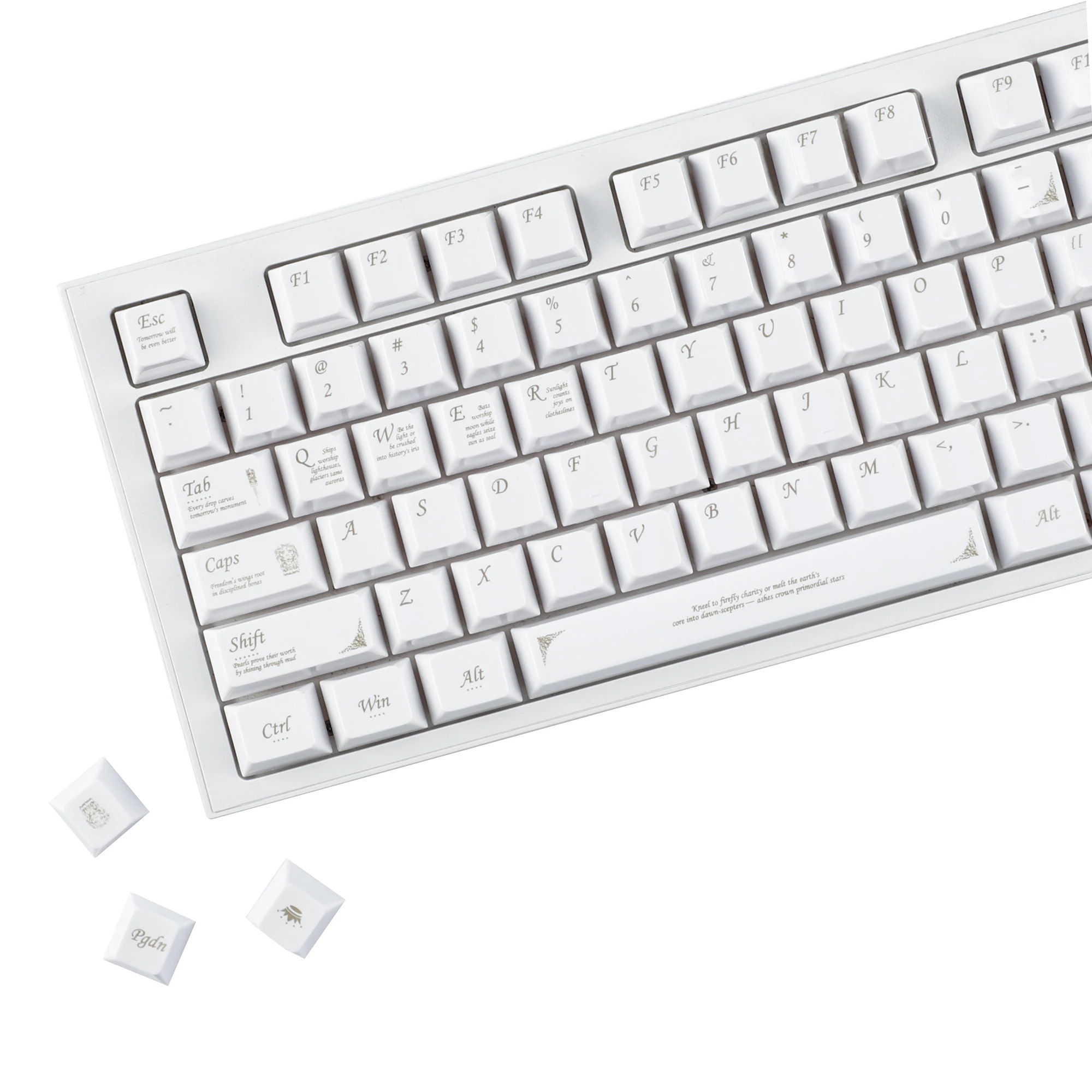 YMDK أبيض أسود سيراميك يشعر 115 مفتاح الكرز الشخصي PC رذاذ الطلاء أغطية المفاتيح للوحة المفاتيح الميكانيكية 61/64/68/87/100/104/108 MX