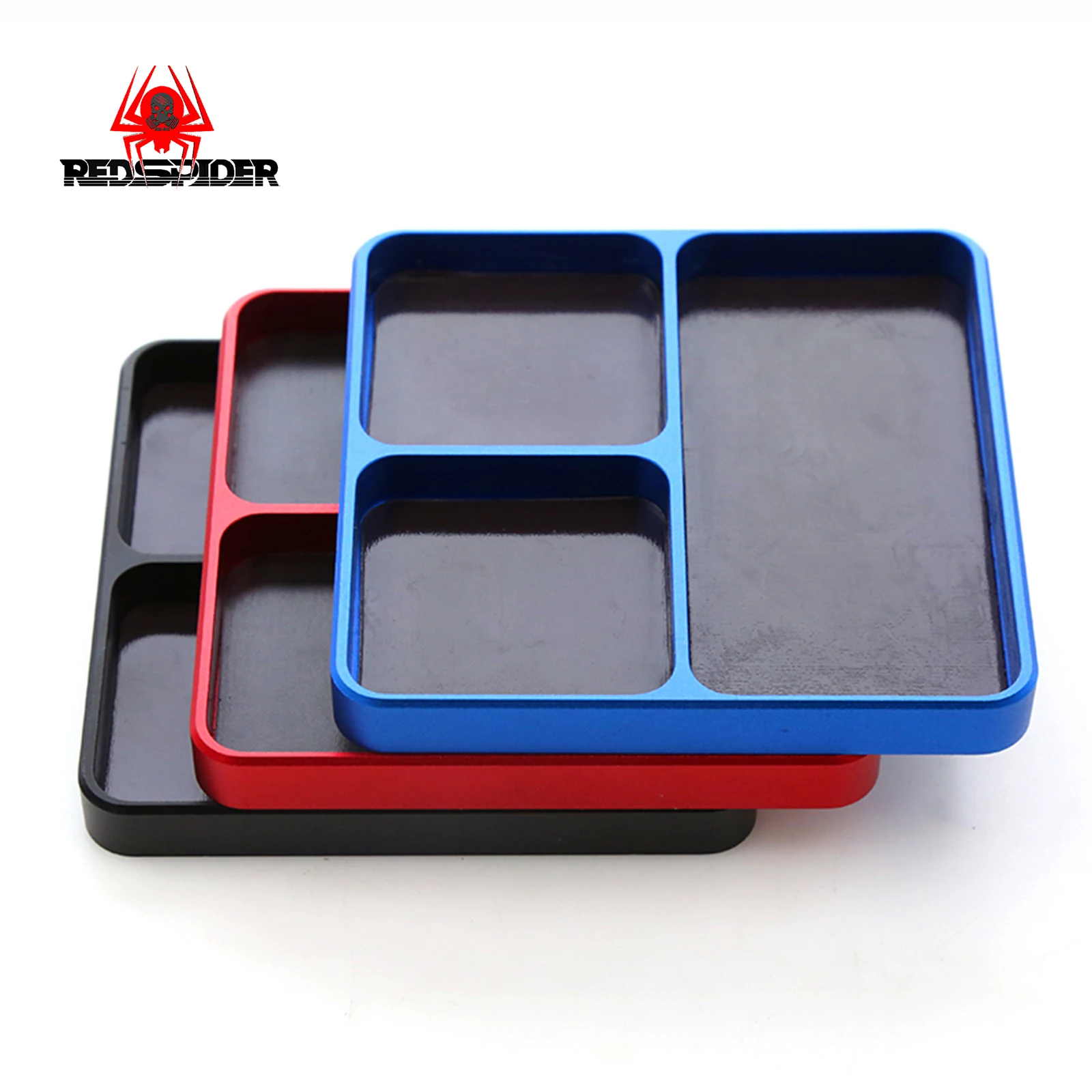 Magnetic 3-grid Parts Storage And Maintenance Tool Tray 98x98x11mm Aluminum Spiral Tray Suitable For Rc Car Drone Models