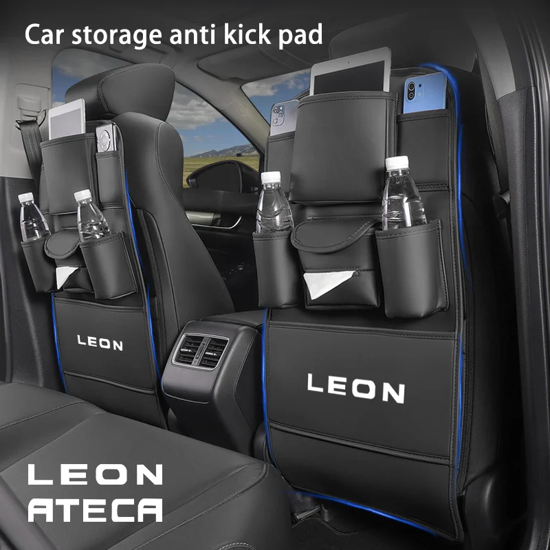Car Seat Back Storage Bag All in one Organizer Hanging Bag with Tissue Cup Holder Anti Kick Pad for Seat Leon Mk2 Mk1 Mk3 Ateca