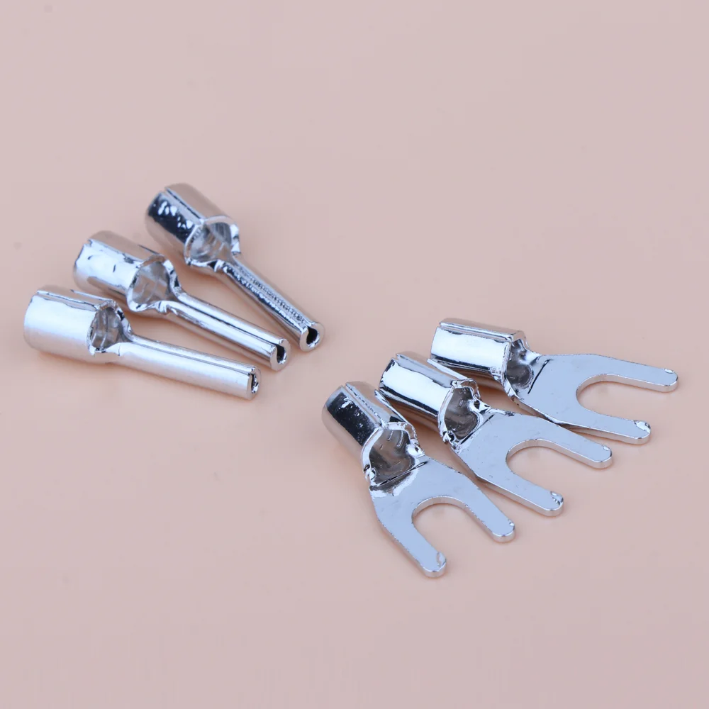 

6pieces Monosaudio Y6R B6R Pure Copper Rhodium plated Y plug High-end Power Connector for banana plug terminal
