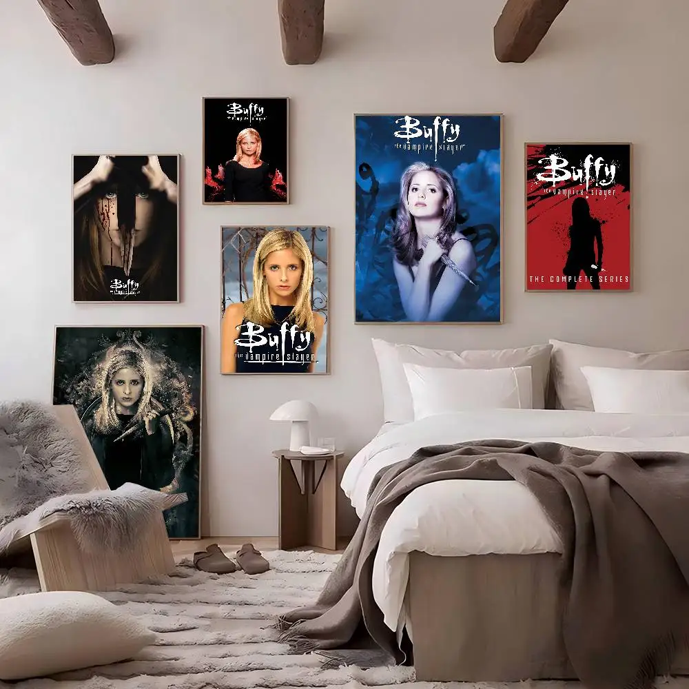 Movie B-Buffy Anime Posters Sticky Decoracion Painting Wall Art White Kraft Paper Wall Decor