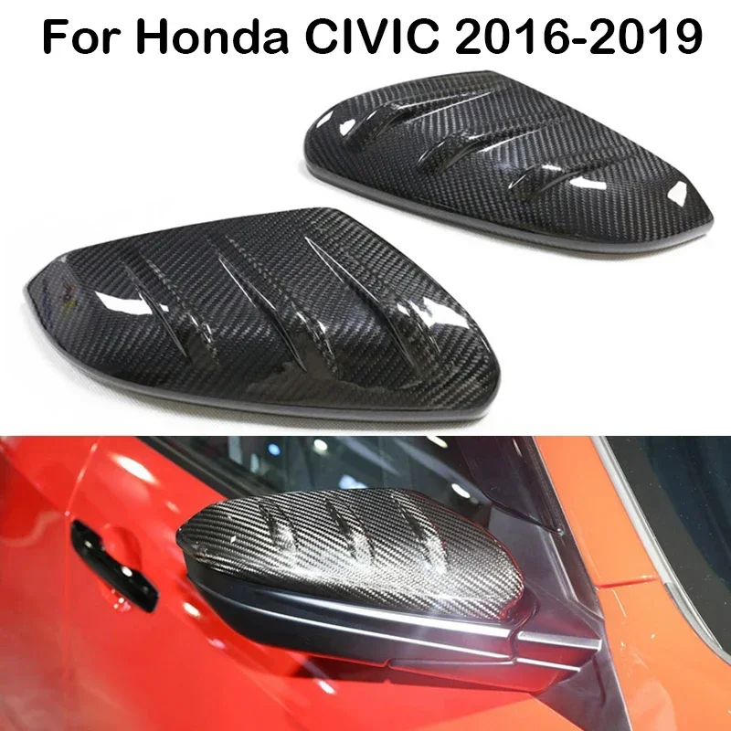 

Настоящее углеродное волокно для Honda Civic 2016-2020, чехлы на боковые зеркала заднего вида на двери автомобиля, колпачки, накладка на корпус, дополнительный стиль