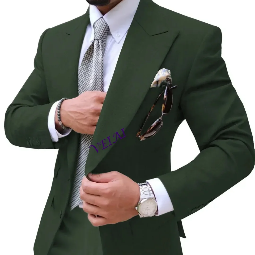 

Мужские костюмы по индивидуальному заказу, приталенный пиджак с зубчатой этикеткой, королевский синий пиджак, деловой деловой костюм для свадьбы, смокинги для жениха (куртка + брюки)