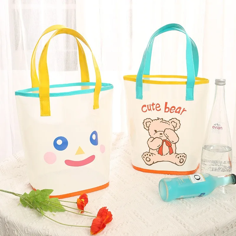 Cartoon PVC Beach Bag Transparent Swimming Fitness Bag Portable Shopping Bag Children's Toy Storage Bag