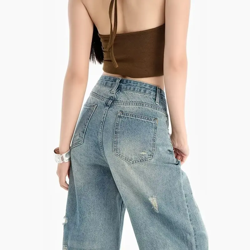 

New women's hot jeans slimming European and American style casual versatile high waist washed Denim trousers for women 2025 New