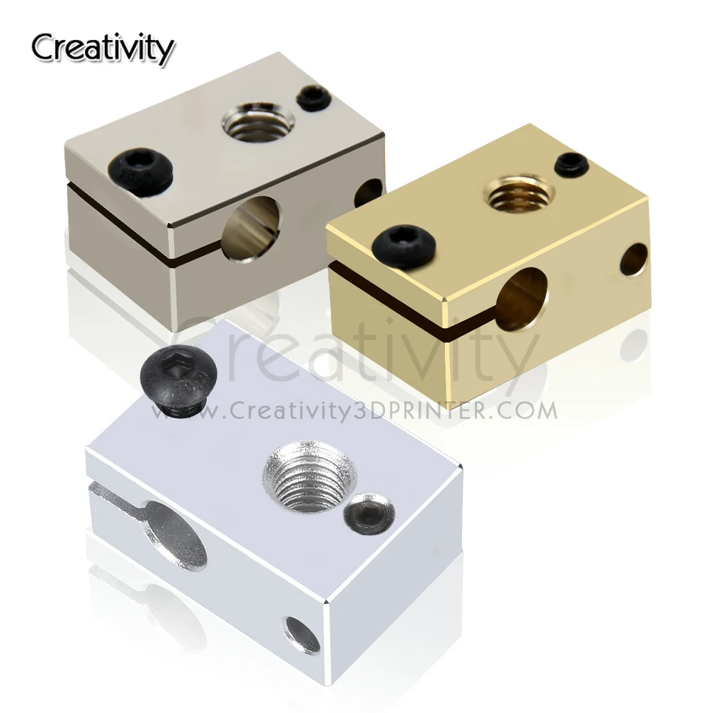 V6 PT100 Heizblock aus plattiertem Kupfer und Messing, 3D-Druckerteile, beheizter Blocksock für Upgrade E3D V6 Hotend DDB Titan Extruder – Detail 9