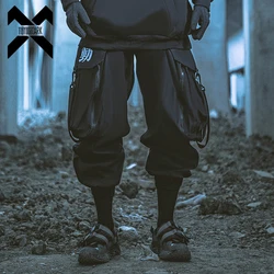 11 BYBB'S DARK Techwear Cargo Pants Men Hip Hop Big Pockets Joggers Trousers Elastic Waist Ribbon Harajuku Streetwear Pant Male