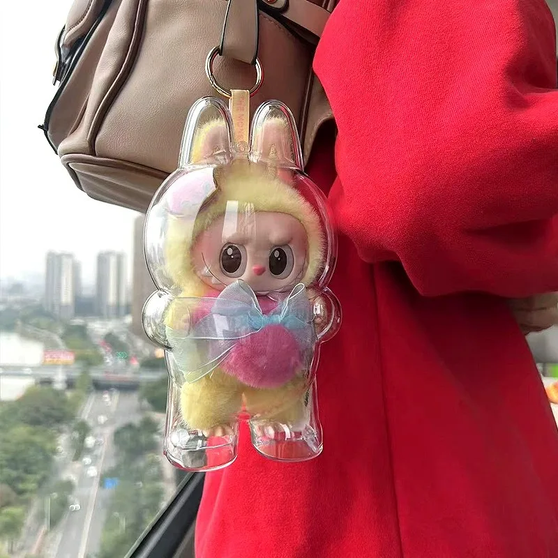 

For Labubu Fall in Wild Transparent Protective Case Storage for Plush Dolls Display Bag No Doll Portable Cable Organizer Box