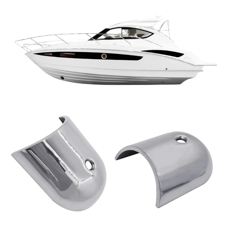 Boat Rail End Cap in Stainless Steel,Rounded Polished Cover with Countersunk Screw Hole for Marine Trim Finishing and Refit Work