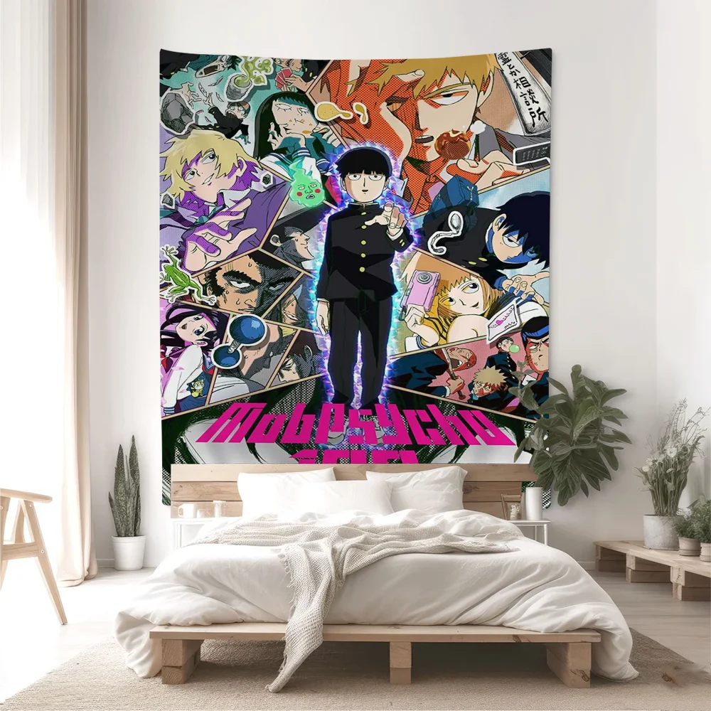 Zdjęcie 4: M-Mob P-Psycho 100 Anime Anime Tapestry Hippie Flower Wall Carpets Dorm Decor Cheap Hippie Wall Hanging