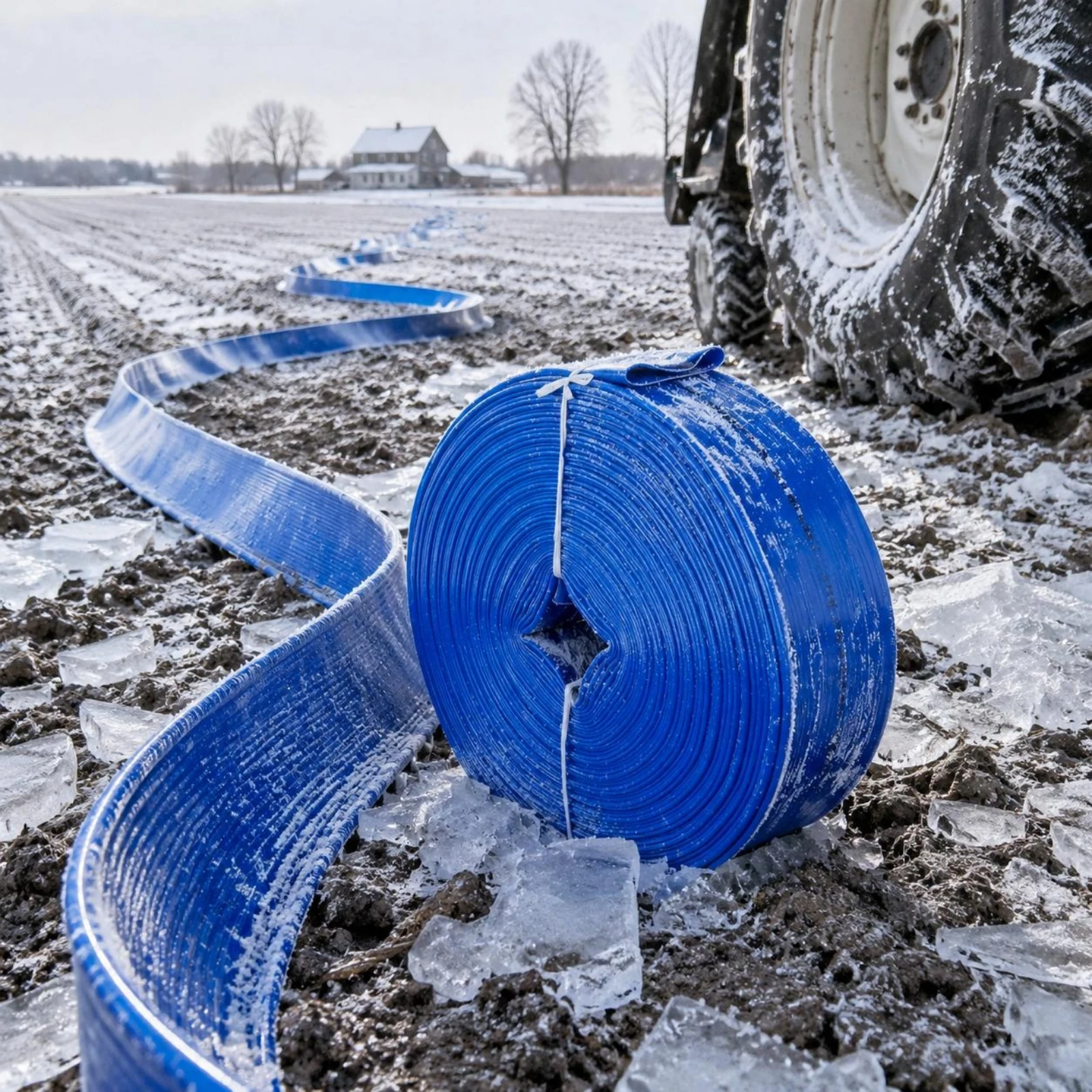 Flat Hose Woven-Looking Lay-Flat Hose Yard Watering Coiled Roll Garden Supply Tied view 3