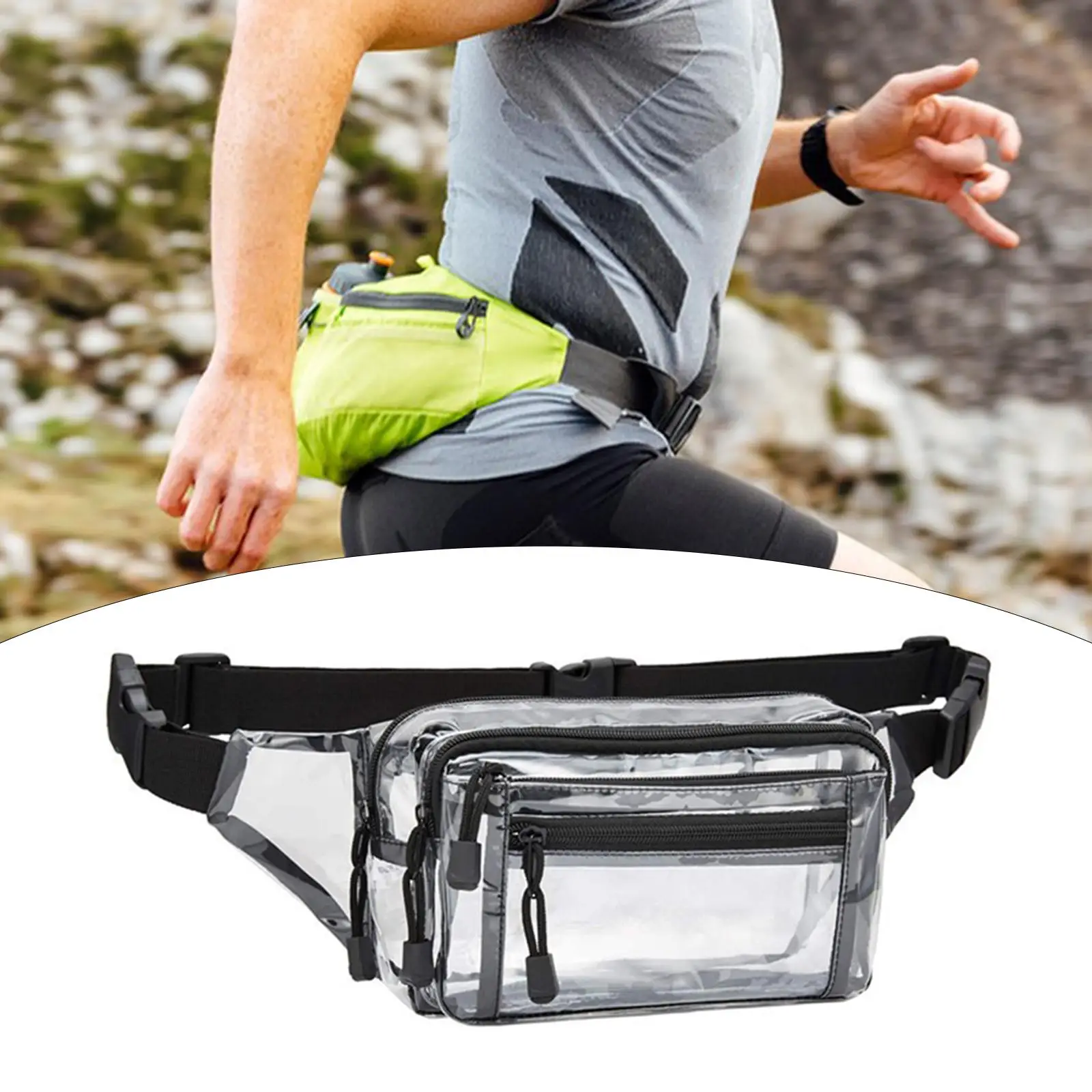 حقيبة تخزين شفافة من Fanny Pack، حقيبة خصر لتشغيل الألعاب الرياضية والسفر #1