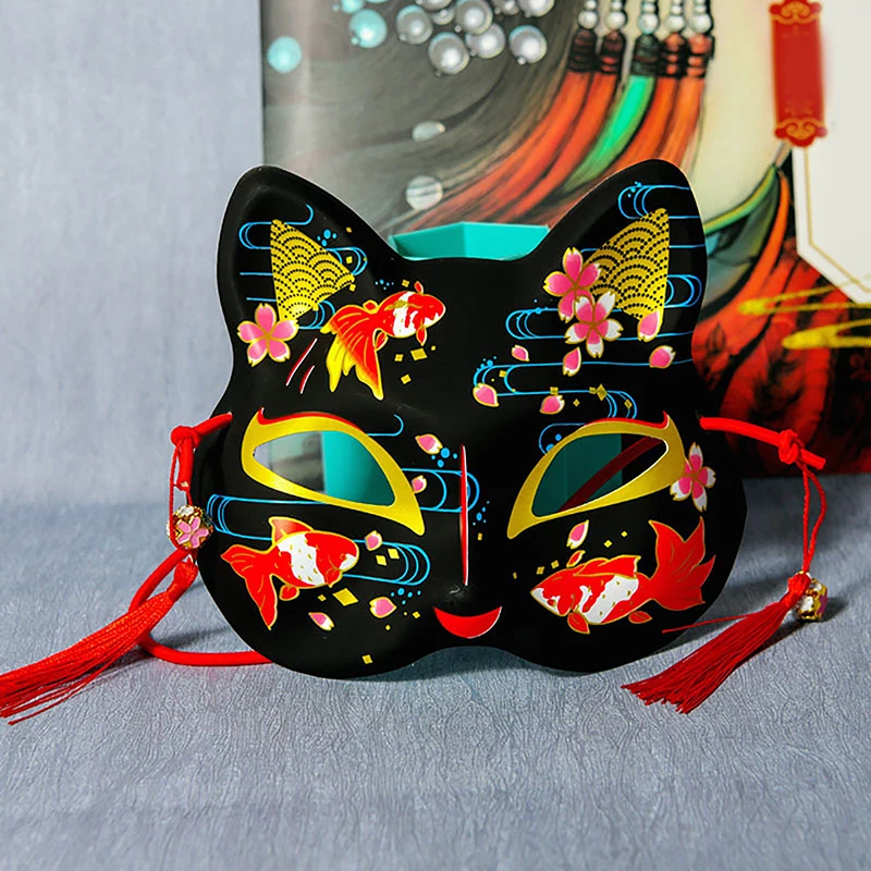 고양이 코스프레 풀 페이스 마스크, 일본 스타일 장식 메이크업 마스크, 플라스틱 동물 마스크 의상, 소품 액세서리, 18*18*7cm, 1PC