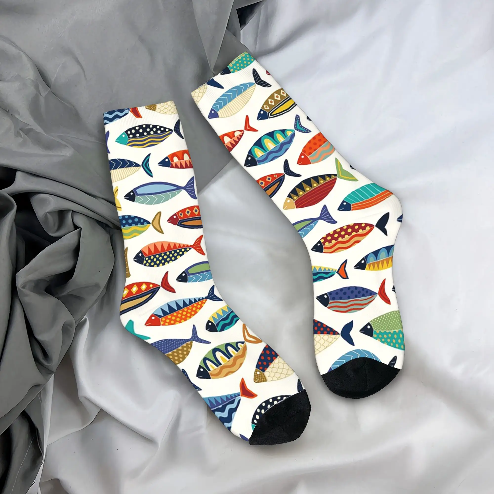 

Носки All Seasons Crew Stockings School Of Fish, длинные носки в стиле Харадзюку, хип-хоп, аксессуары для мужчин и женщин, подарки