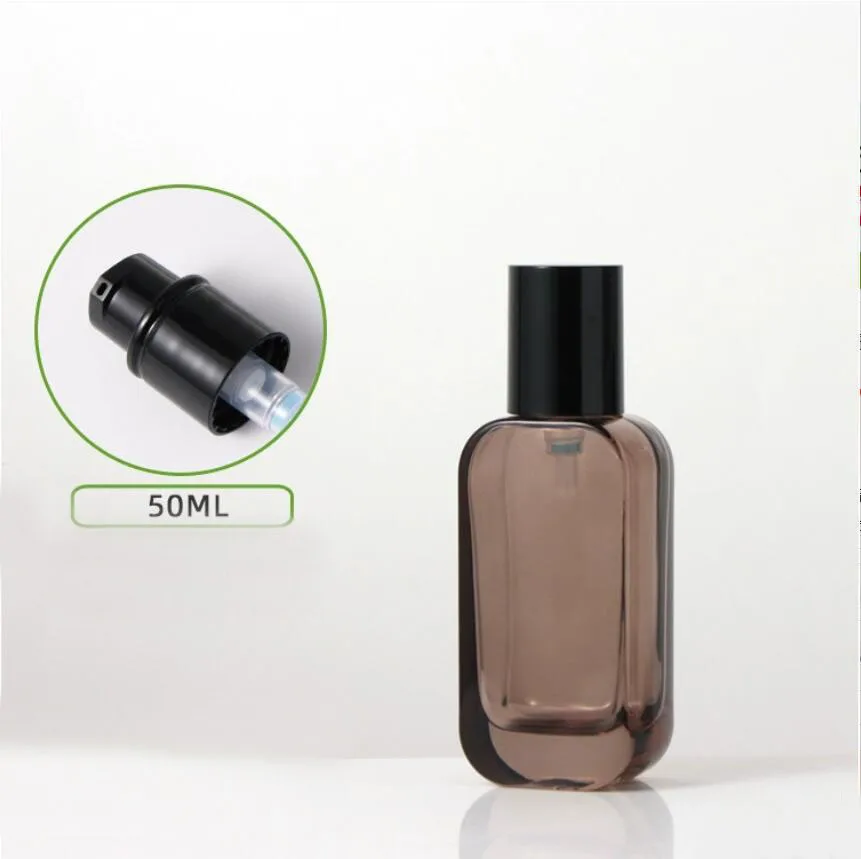 

50ml brown glass bottle black pump serum/lotion/emulsion/foundation/essence toilet toner water skin care cosmetic packing