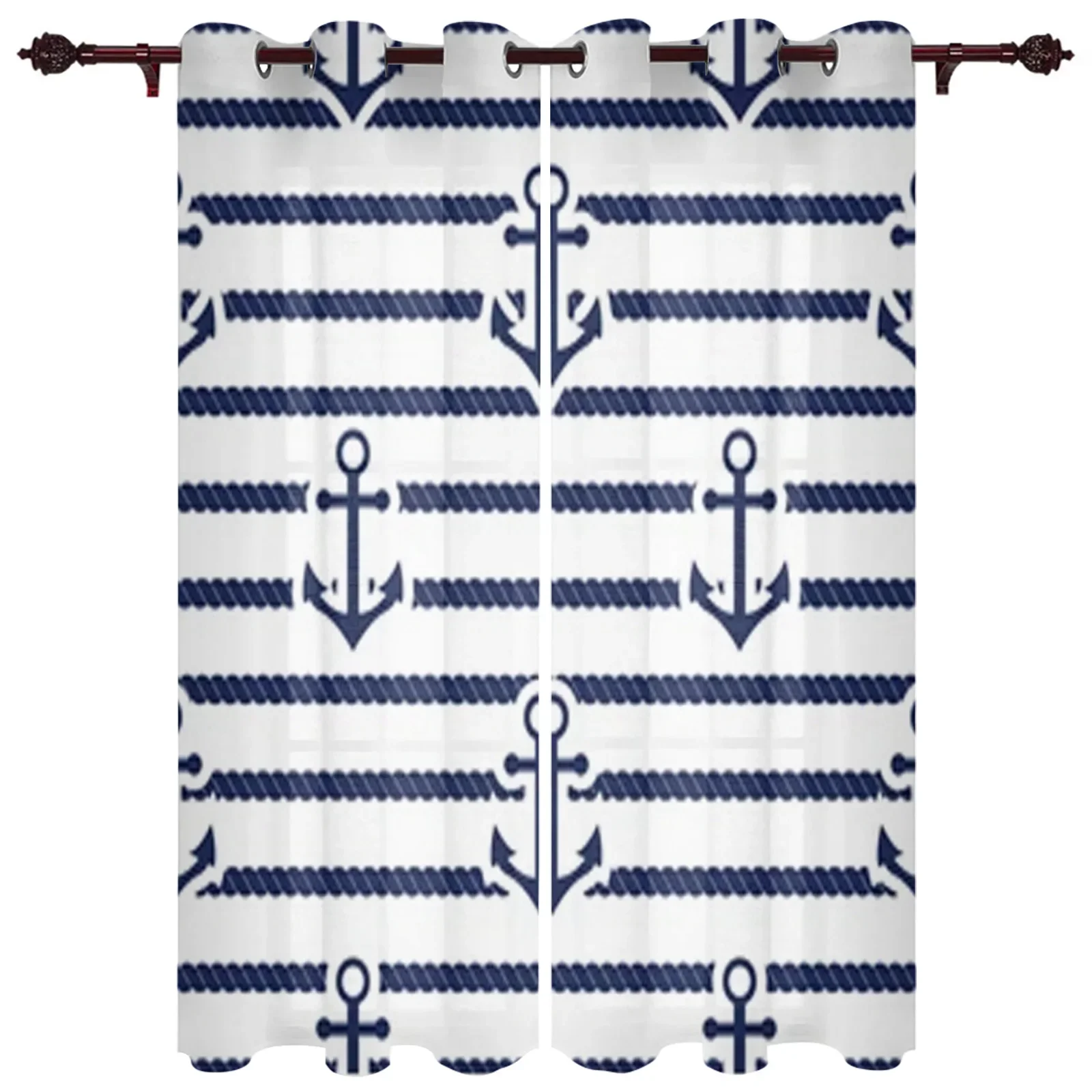 

Sea And Nautical Anchor Window Curtain For Kids Room Home Blinds Curtains For Living Room Bedroom Window Drapes