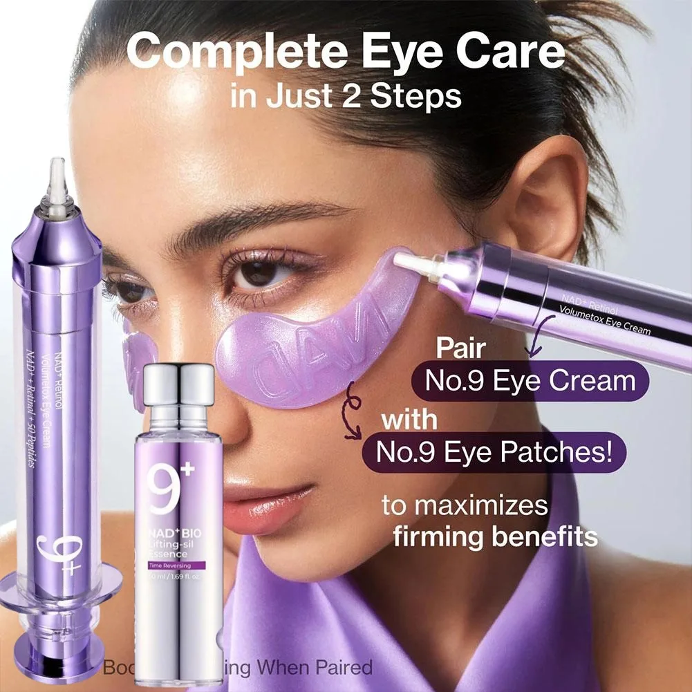 

NO.9 NAD+ Retinol Liquid Ultrasonic Eye Cream, With Bio-collagen Youth Renewing Facial Essence, Skin Tightening Eye Care Set