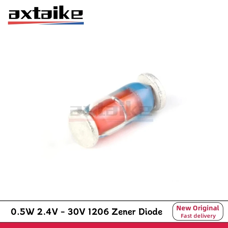 Image of 100PCS 0,5W 2,4V-30V ZMM 3V 3,3V 3,9V 4,7V 5,1V 5,6V 6,2V 6,8V 7,5V 9,1V 12V 15V 18V 20V 24V 27V 30V LL34 1206 1/2W Zener Diode
