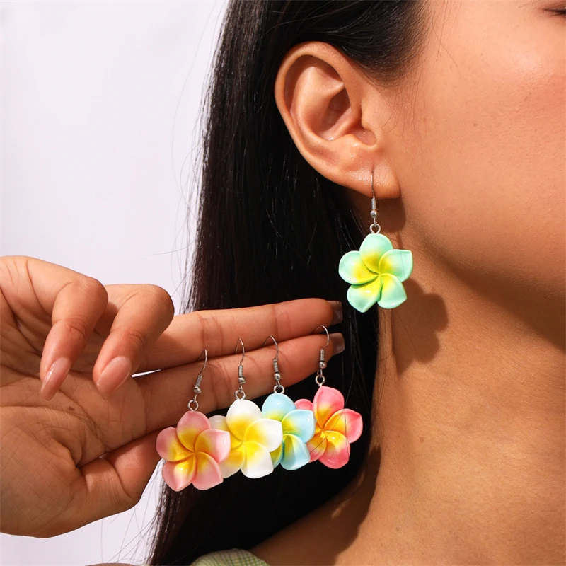 5 Paar/Set, zufällige, modische, bunte Blumen-Ohrringe für Damen und Mädchen, geeignet für Partys, Festivals, als Schmuck oder Geschenk. – Detail 1