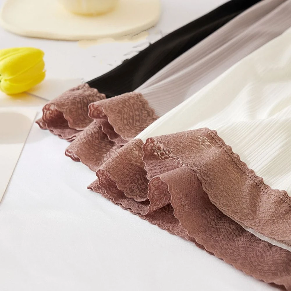 カジュアルアンチグレアアイスシルク安全パンツ超薄型パッチワークレースリボン安全ショーツルーズ下着夏のレースショーツレディース