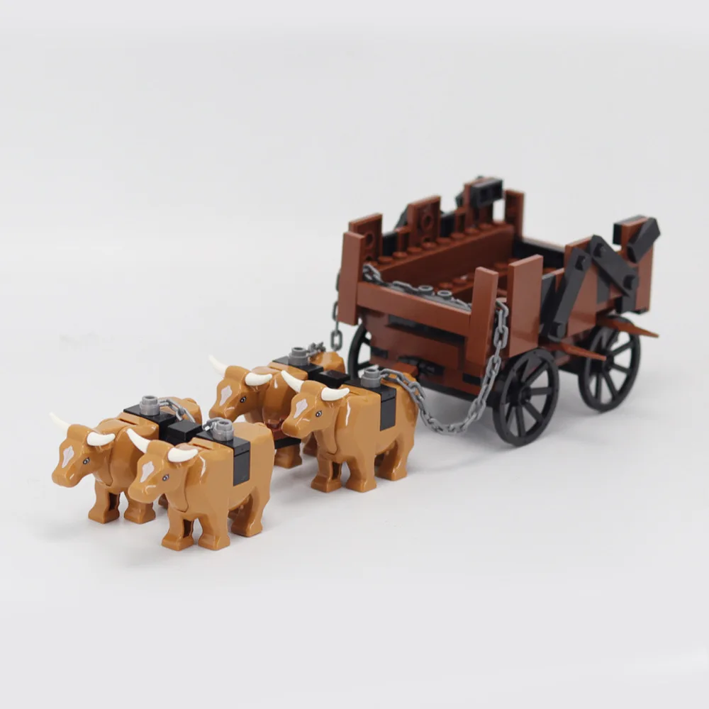 MOC Medieval Rome Bulls Chariots Cattle Castles Figures Roman Soldiers Military Buildings Blocks Educational Toys For Kids Gifts