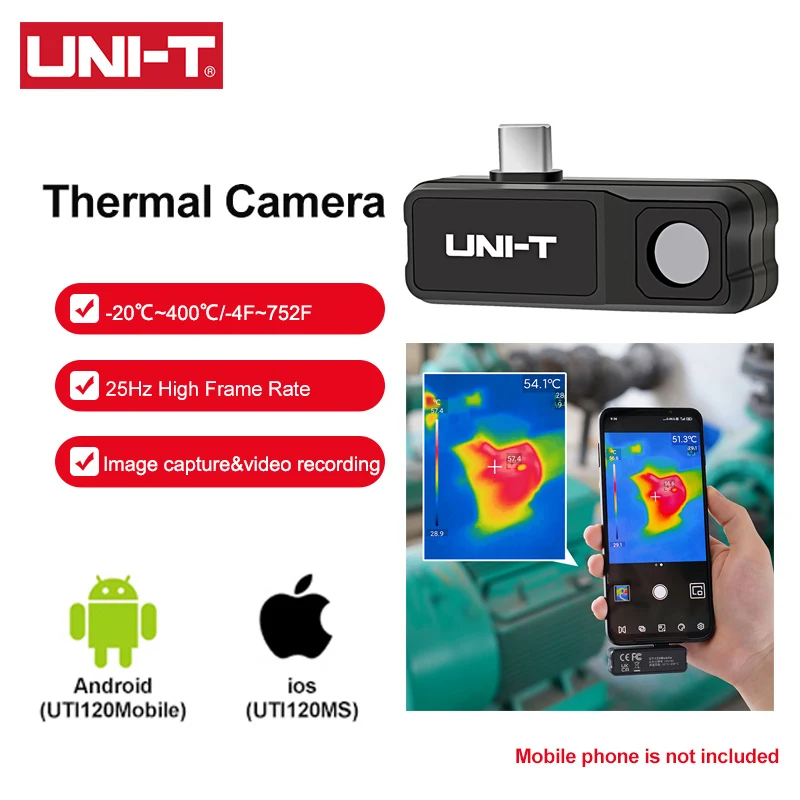 UNI-T UTi120 Mobile UTi120MS Thermal Camera for iPhone iOS & Android Thermal Imager 120X90 Infrared Image Thermographic Camera