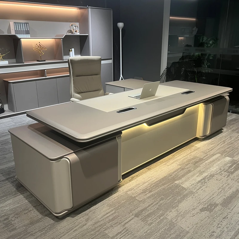 

Light Luxury Boss Desk Simple Modern High-quality Paint Organizer Chair Cabinets General Designer Long Straight Bureau Furniture