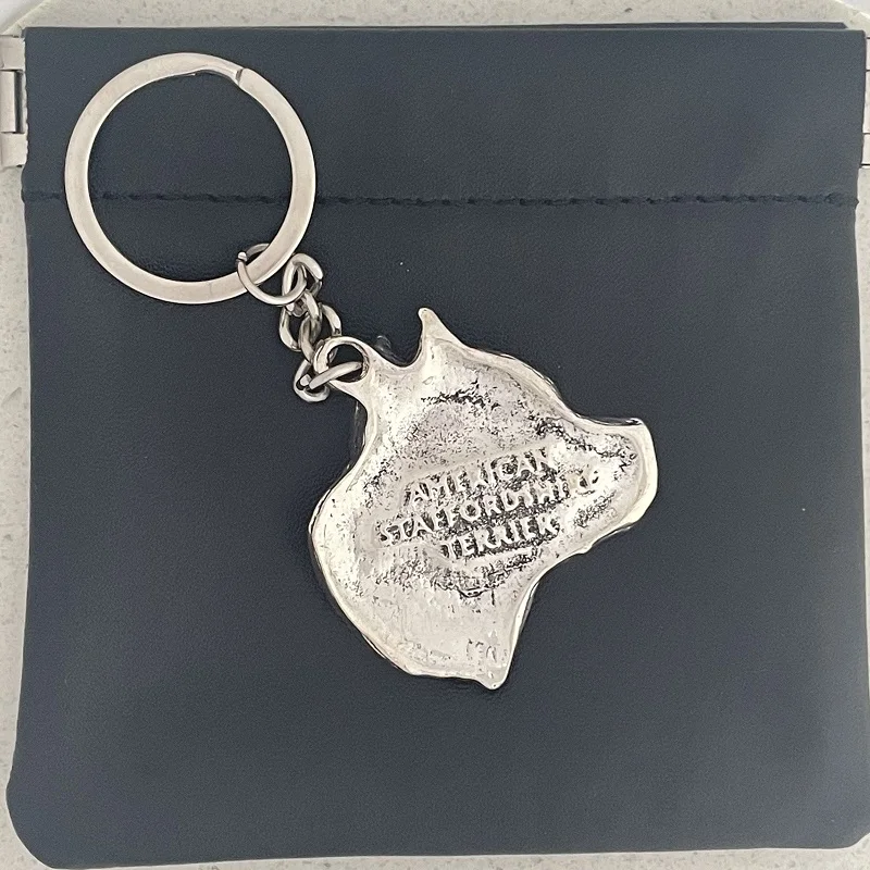 Environmentally Friendly Metal American Pit Bull Embossed Keychain Staffordshire Dog Embossed Keychain Popular And High Sales