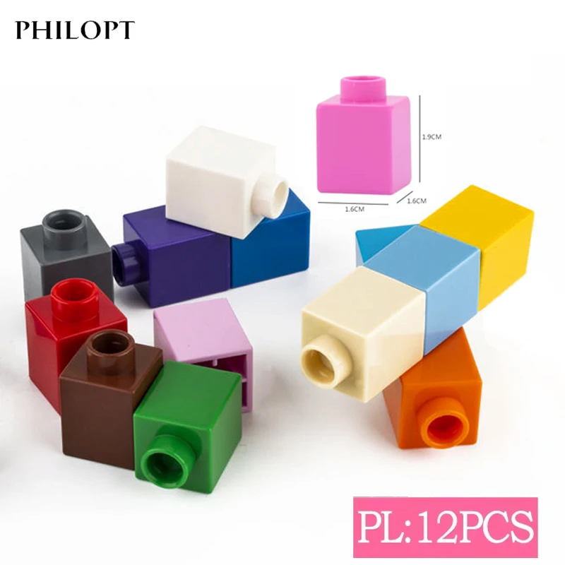 

1*1 Dots Large Size Building Block Thick Brick 12PCS Colorful Building Block Figuers Compatible Kid Educational Toys Boys Girls