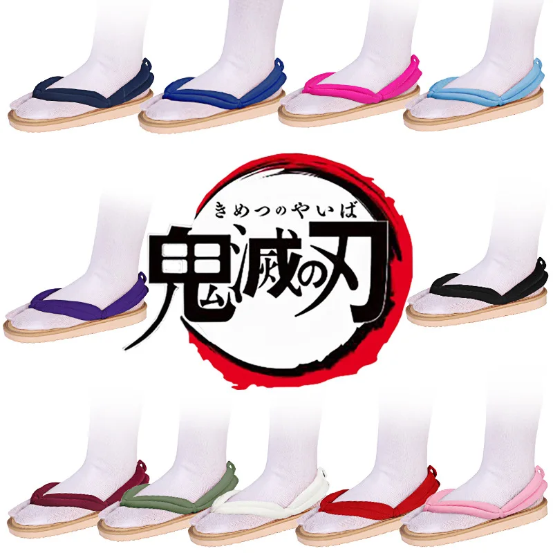 Anime Demon Shoes with Socks for Adults Kids Kimetsu No Yaiba Cosplay Shoes Nezuk Tanjirou Clogs Shoes Accessories Flip Flops