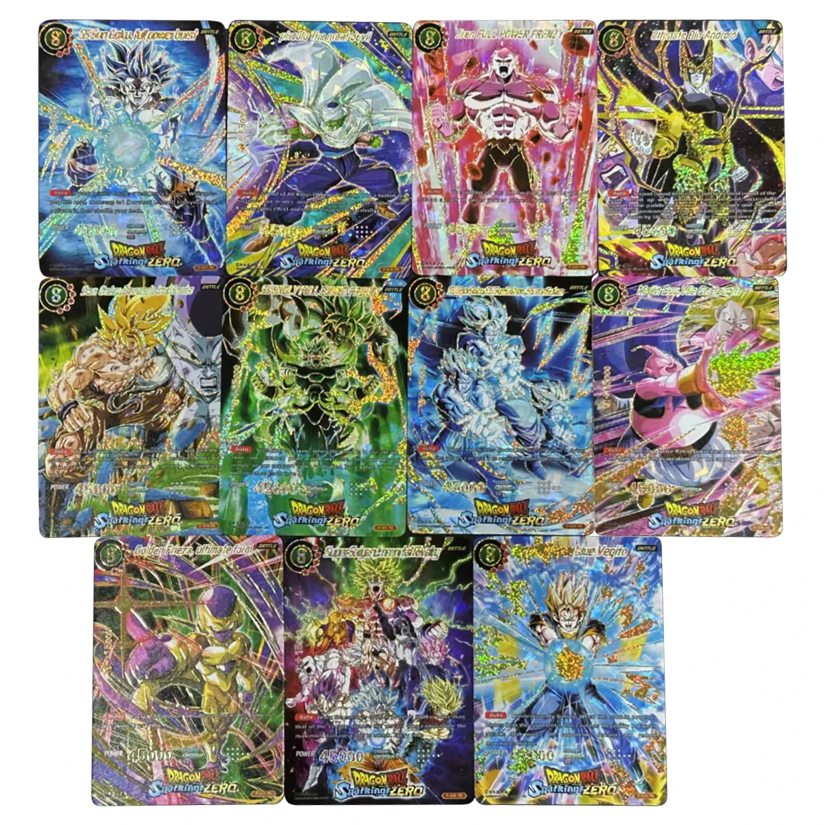

11Pcs/set Dragon Ball Ultra Instinct Goku Super Saiyan Flash Card Frieza Broli Jiren Classic Anime Collection Card Diy Gift Toy