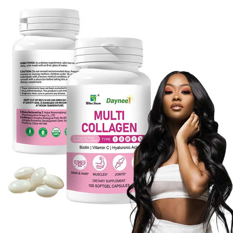 Multi Collagen Pills for Women (Types I II III V X) with Biotin Hyaluronic Acid Magnesium Grape Seed Vitamin A&C Capsules