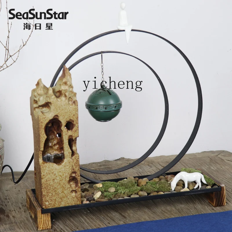 ZC office ceramic ornaments, home accessories, flowing water lucky fountain, living room fish tank decoration