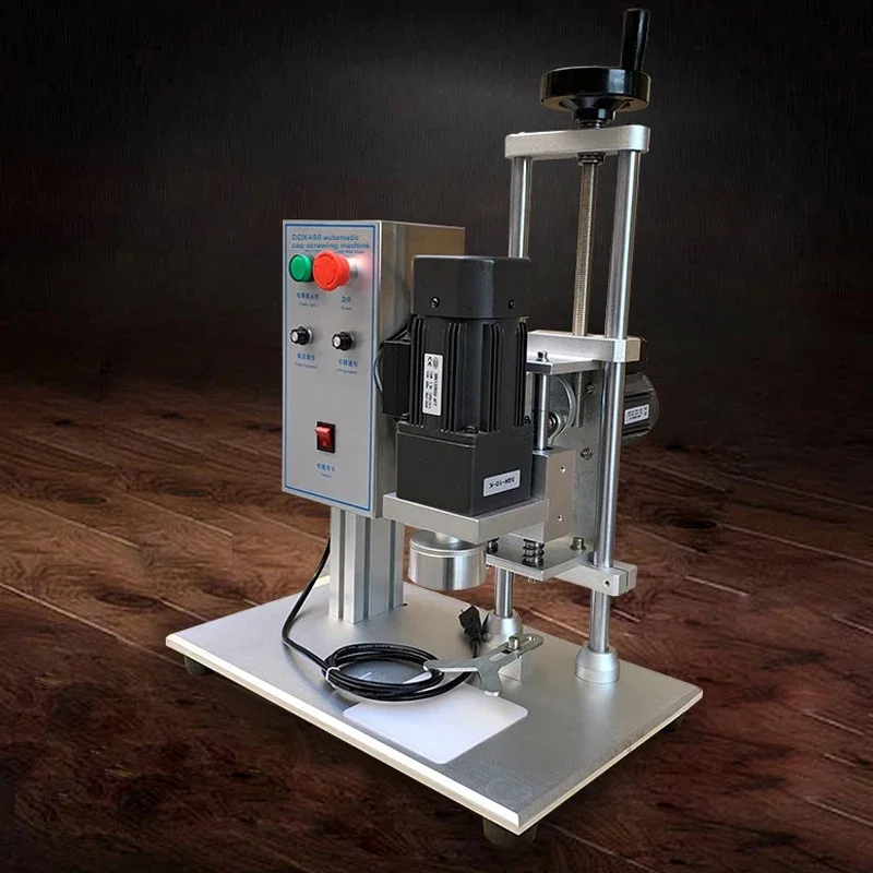 Máquina taponadora semiautomática de 220V, lata eléctrica de escritorio, tarro, salsa de vidrio, botella de miel, equipo giratorio