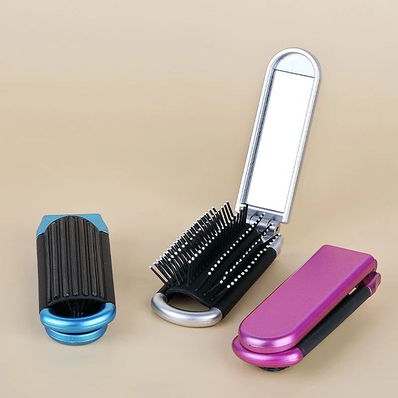 Foldable Hair Comb Scalp Massage Comb Hairbrush With Mirror Wet Curly Detangle Hair Brush For Salon Hairdressing Styling Tools