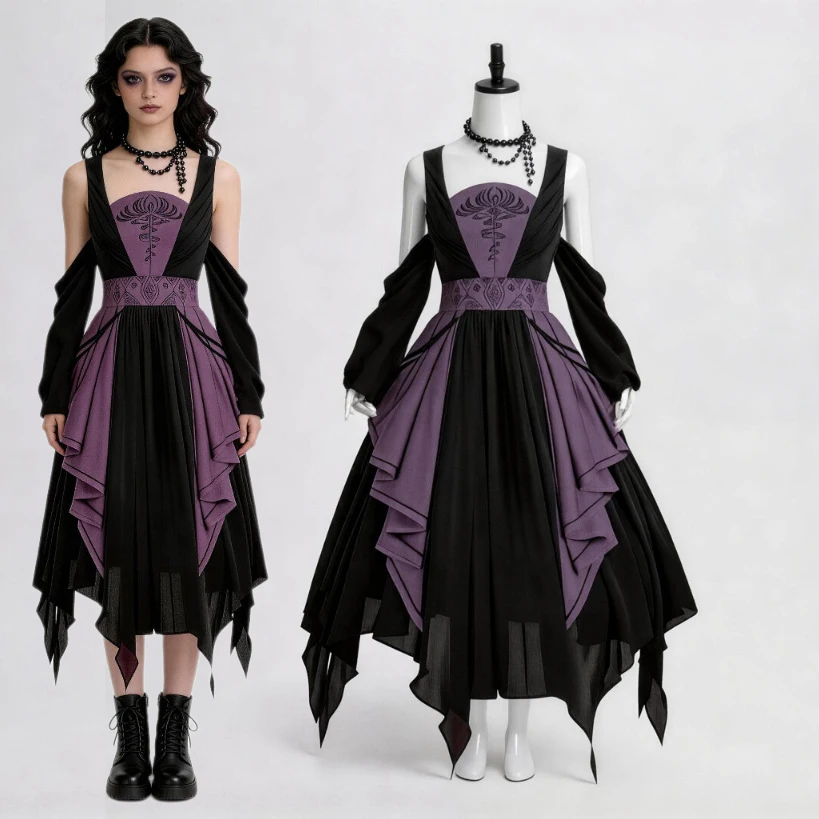 

Женское платье в средневековом готическом стиле, костюм вампирши или ведьмы для Хэллоуина, высококачественный костюм для косплея.