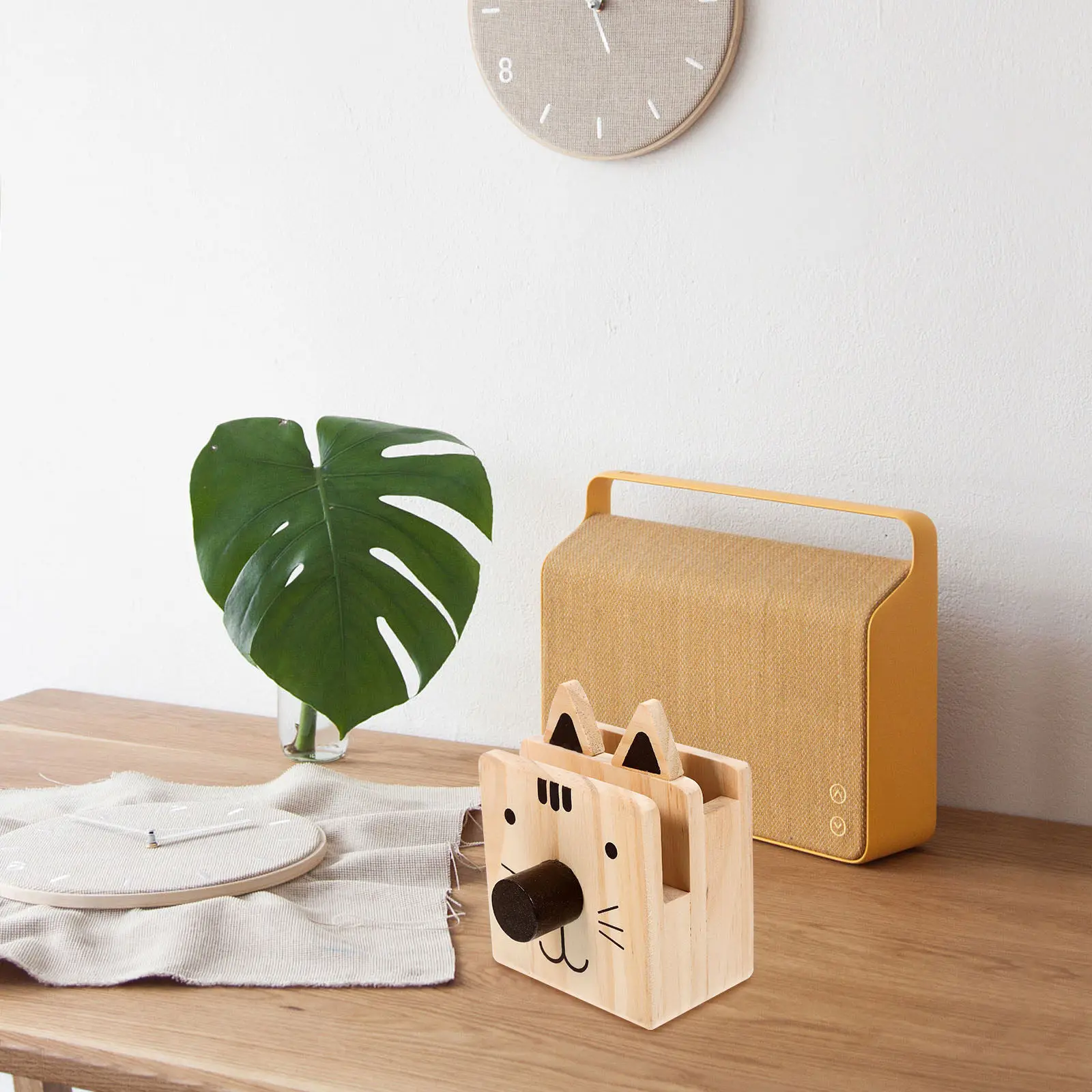 Cartoon Wood Pen Holder Multipurpose Eyeglass Holder for Desk Mobile Phone Organizer Stationery Storage Box Desktop Organizer
