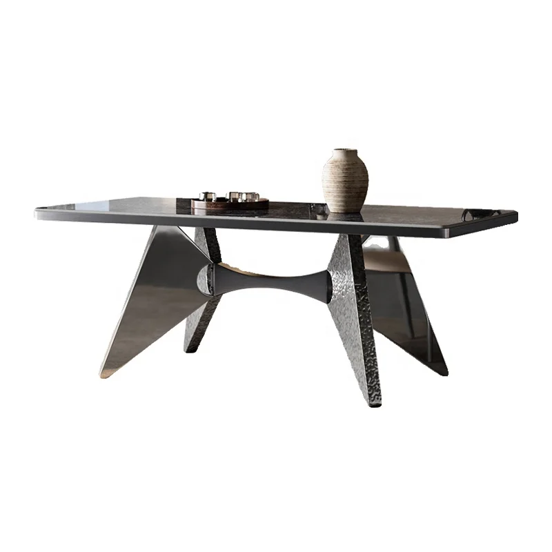 

&c High-End Light Luxury Ultra-Crystal Stone Dining Table Minimalist Villa Luxury Stone Rectangular Dining Table