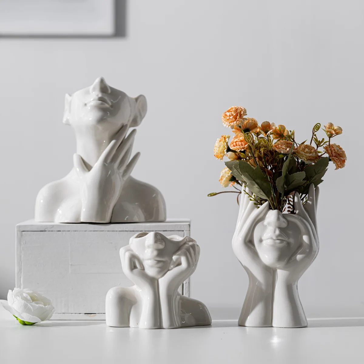 

Northern Europe The Body Art Abstract Human Face Ceramic Vase Art Flower Creative Flowerpot Desktop Ornaments Home Decorations