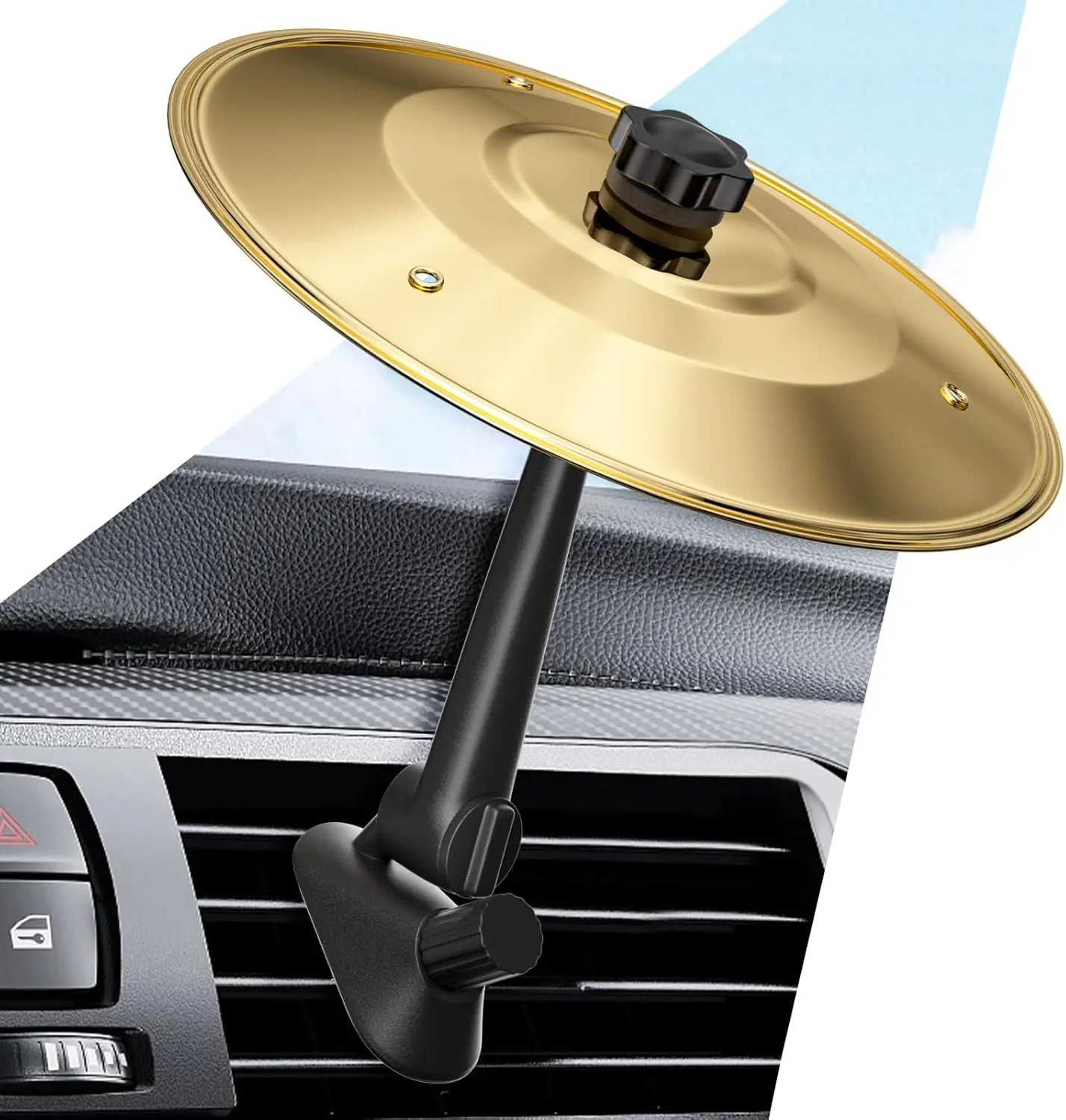 Mini Drum Cymbal Car Vent Decor, Funny Auto Cymbal Emblem, Universal Crash Cymbal Accessory for All Vehicles