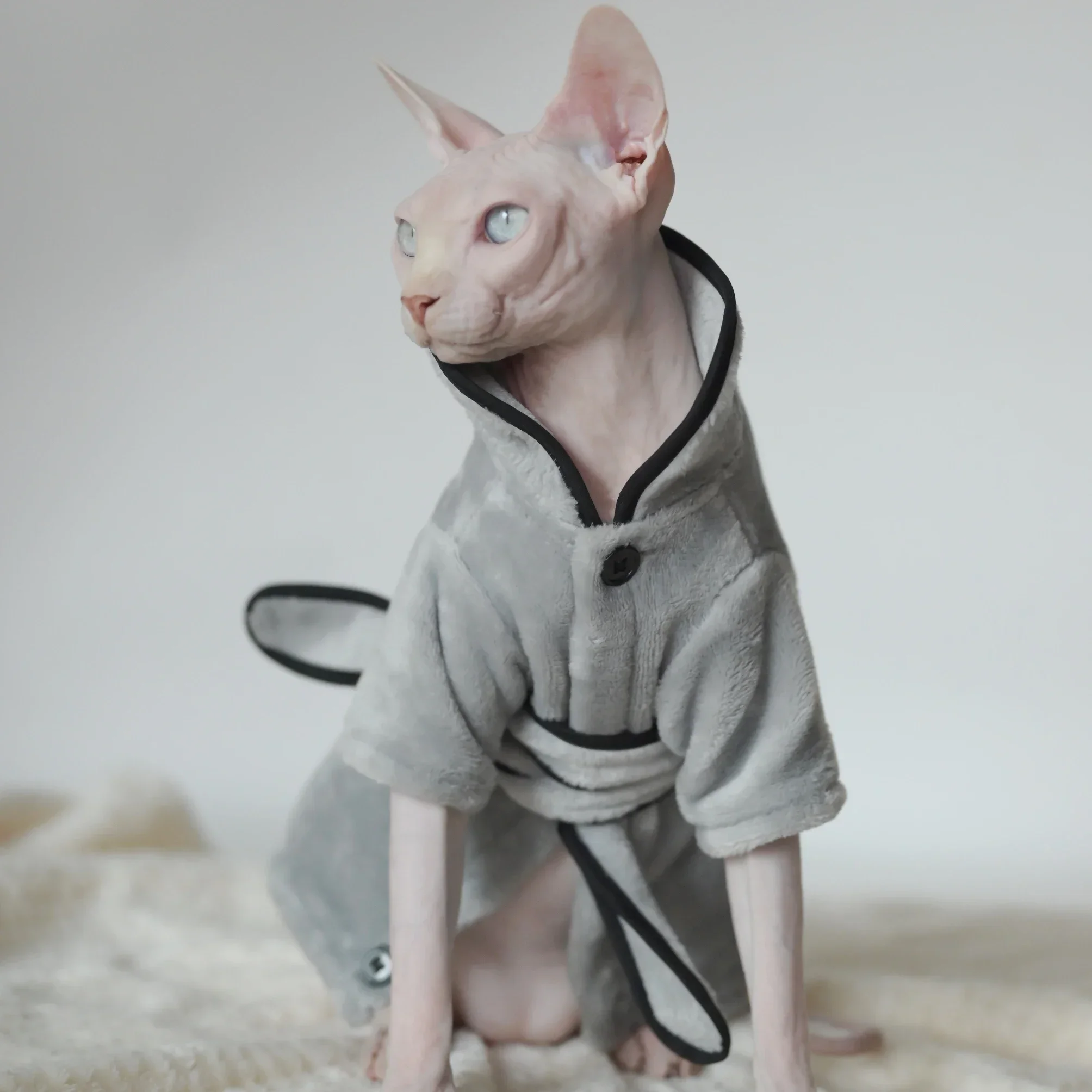 Thickened  Autumn and Winter Soft Pajamas for Hairless Cats Sphynx Cat,Devon Rex,Small Cats and Dogs