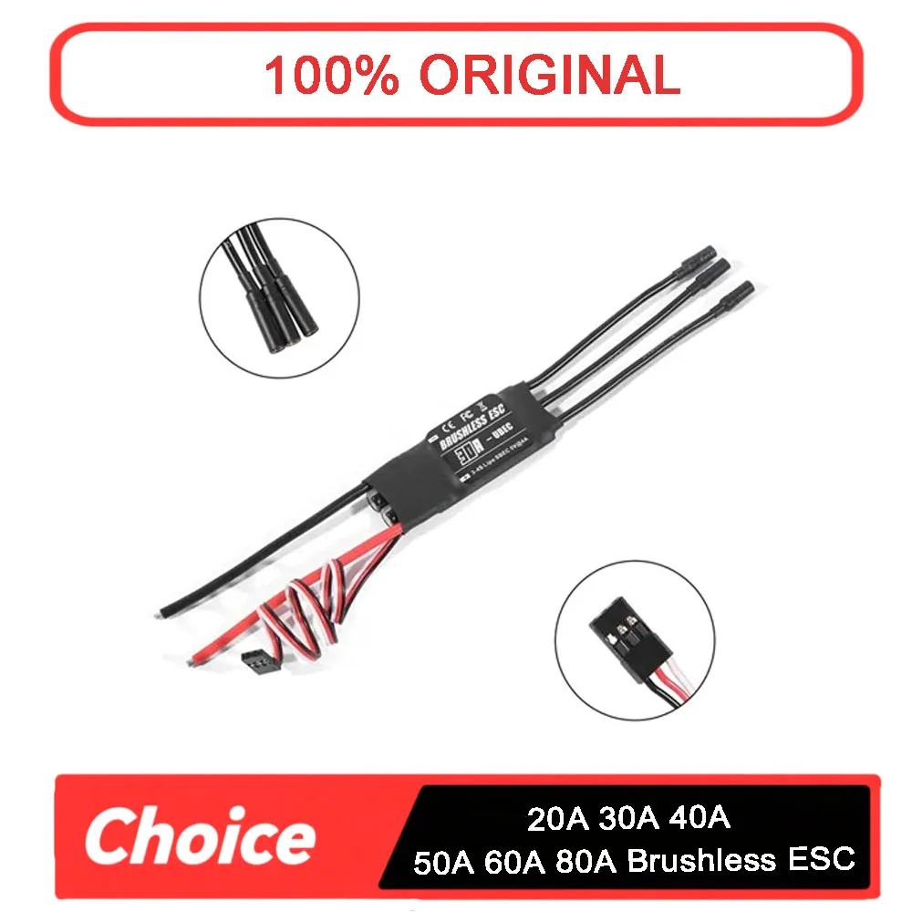 

Бесщеточный ESC 20A-80A: UBEC 5V/8A, 2-6S LiPo, водонепроницаемый, 32-битный процессор для радиоуправляемого самолета/вертолета/FPV