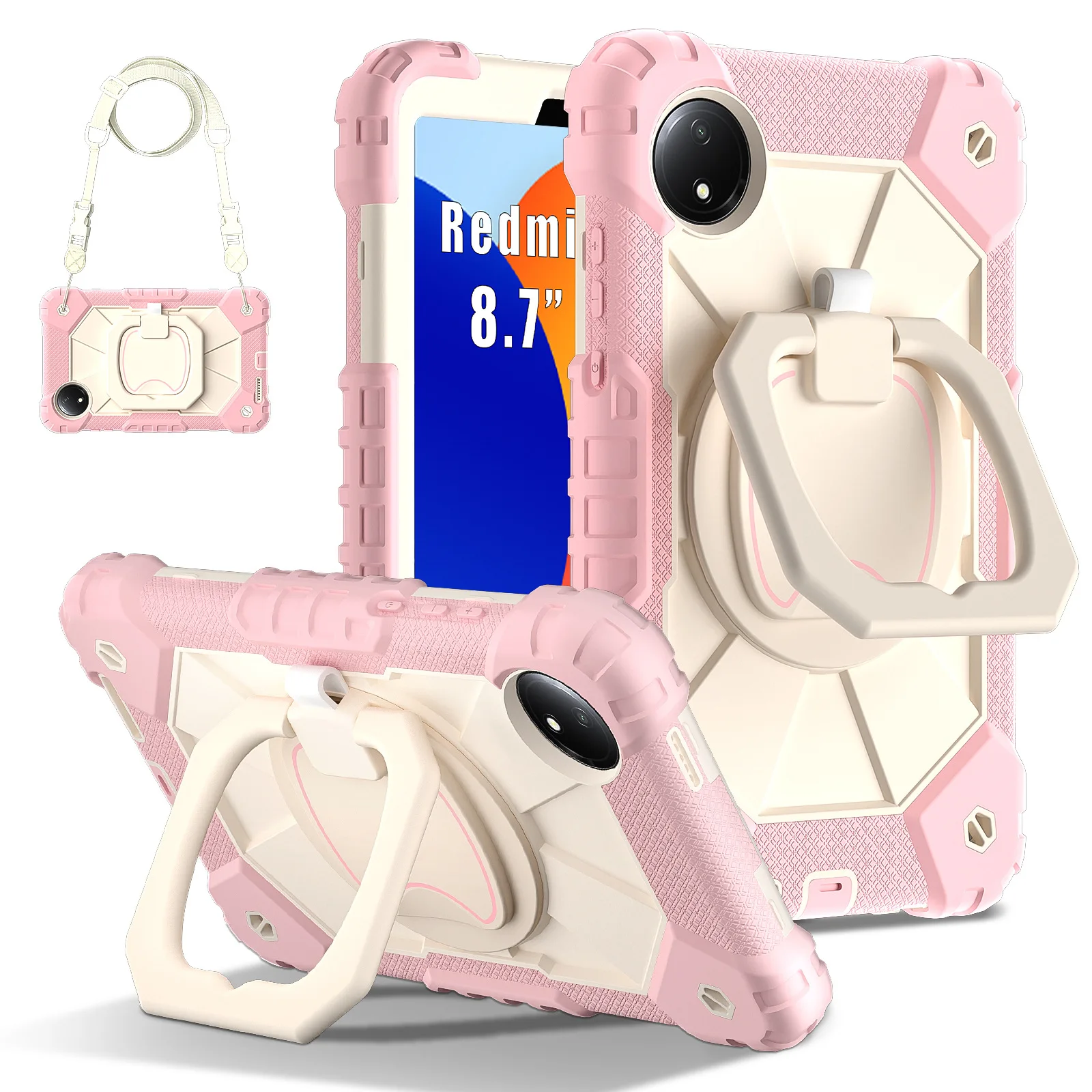 

Heavy Duty Case For Xiaomi Redmi Pad SE 8.7 2024 360 Rotating Stand Cover For Redmi Pad SE 2024 8.7 inch With Shoulder Strap