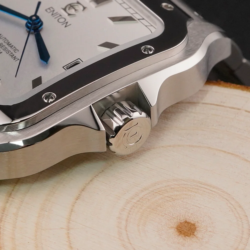 Reloj ENITON 9015 con movimiento, moda de negocios, relojes para hombre, cristal de zafiro de lujo, resistente al agua, fecha, reloj cuadrado para hombre