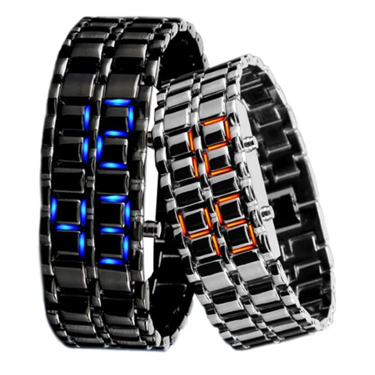 Lovers Watch Fashion Cool Led Metal Wristwatch Digital Stylish Relojes Rectangle Stainless Steel Mens Watches Kol Saati Clock