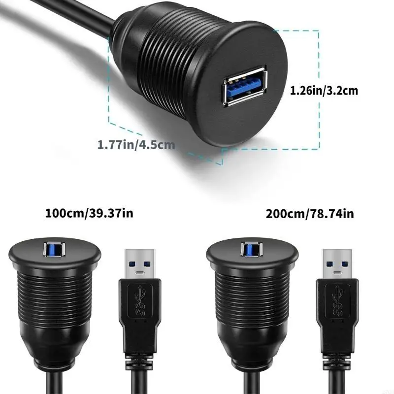 270B snelle snelheid USB3.0 mannelijke naar vrouwelijke auditieve verlengkabel voor autoboten motorfietsdashboard paneel kabel