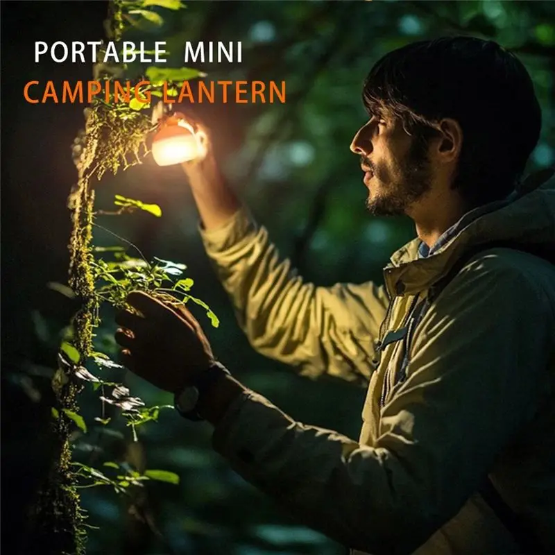 A74E-Super Mini Snow Lantern USB Rechargeable Haning Hook Tent Table Light Battery Powered Night Light For Outdoor For Camping