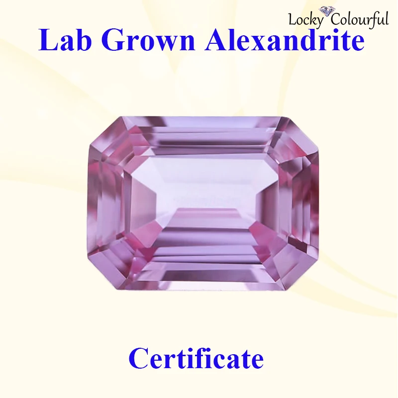 

Lab Grown Alexandrite Stone Purple Color Emerald Shape Charms Selectable AGL Certificate Beads for Diy Jewelry Making Materials