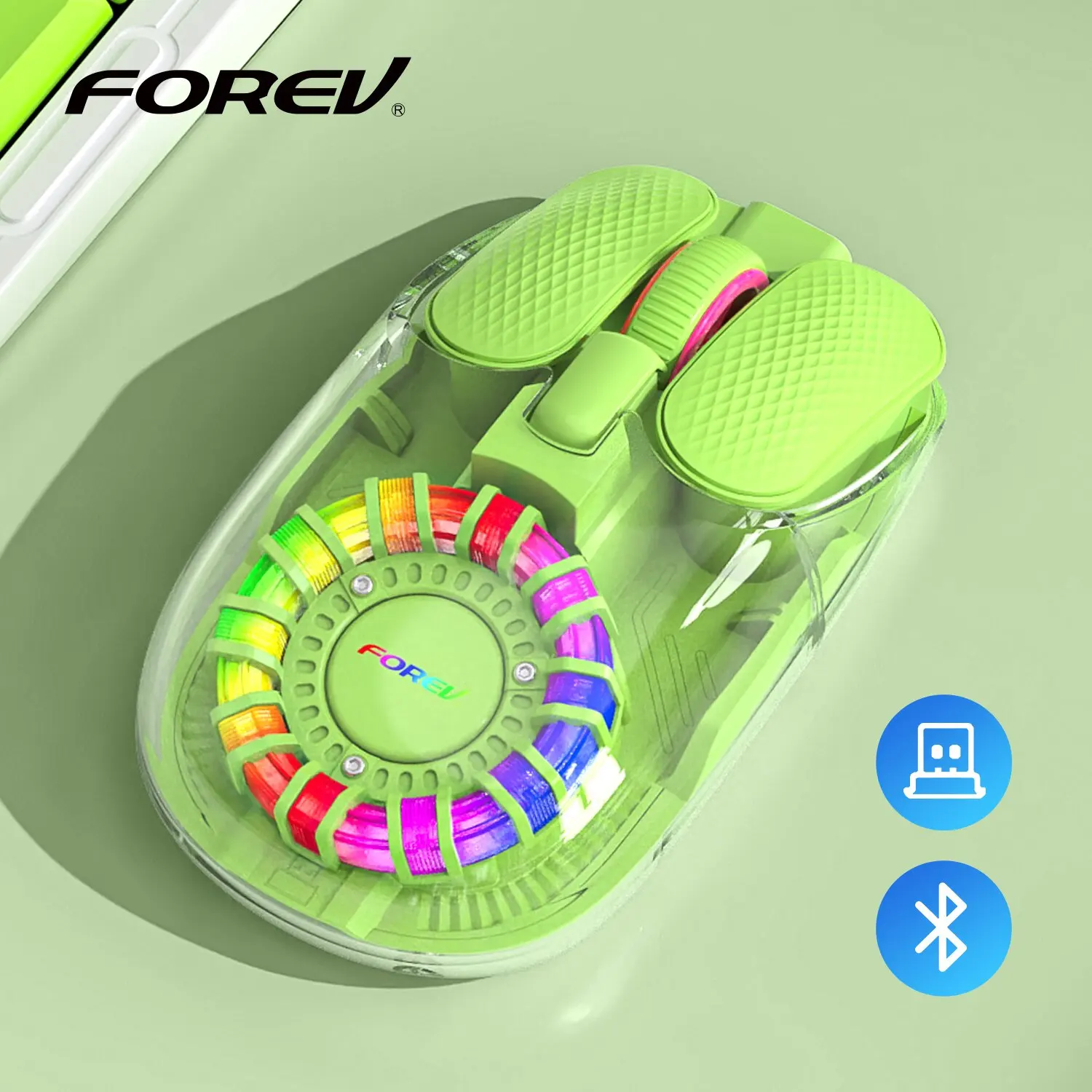 

RGB Backlight Wireless 2.4G Bluetooth Mouse Dual Mode Connection Transparent Rechargeable Mute Computer Mice For Ios Android
